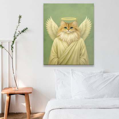 Custom Photo Angel Cat  Canvas Memorial Gift For Cat Lover
