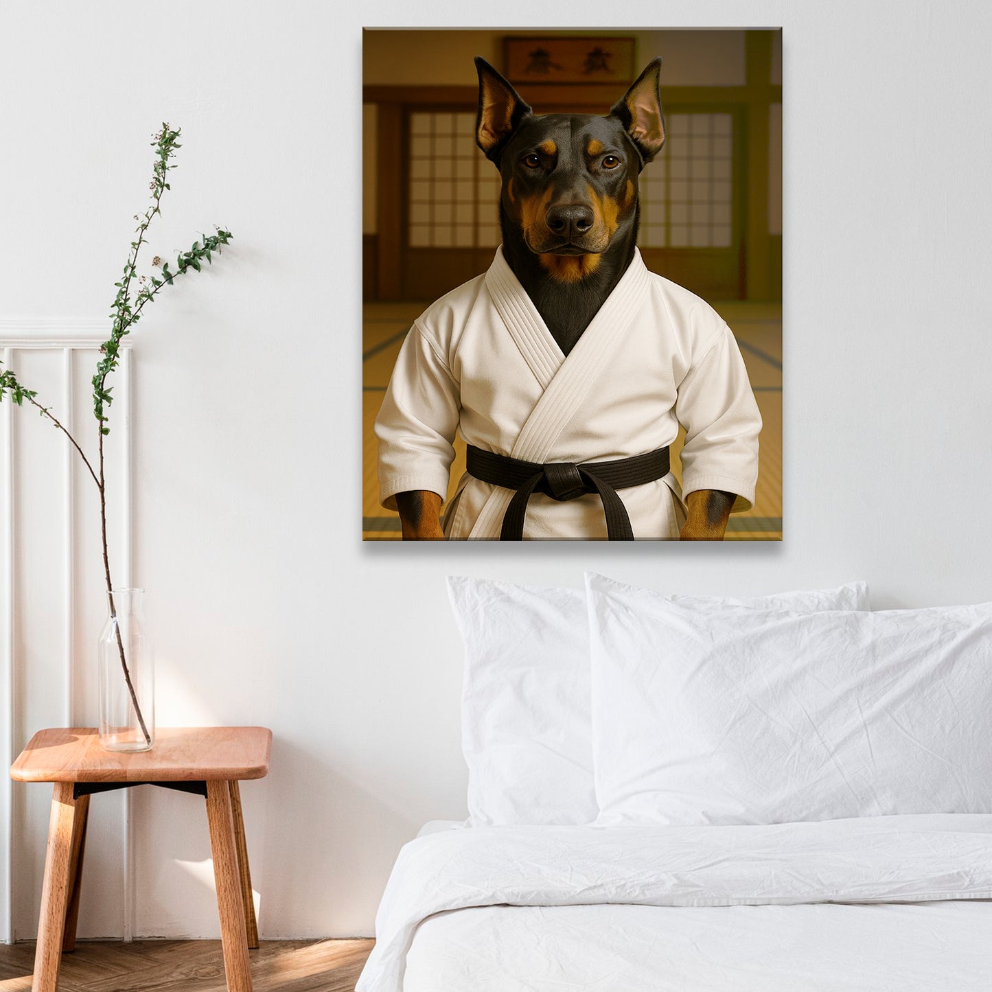 Custom Photo Karate Dog Canvas Gift For Dog Lovers