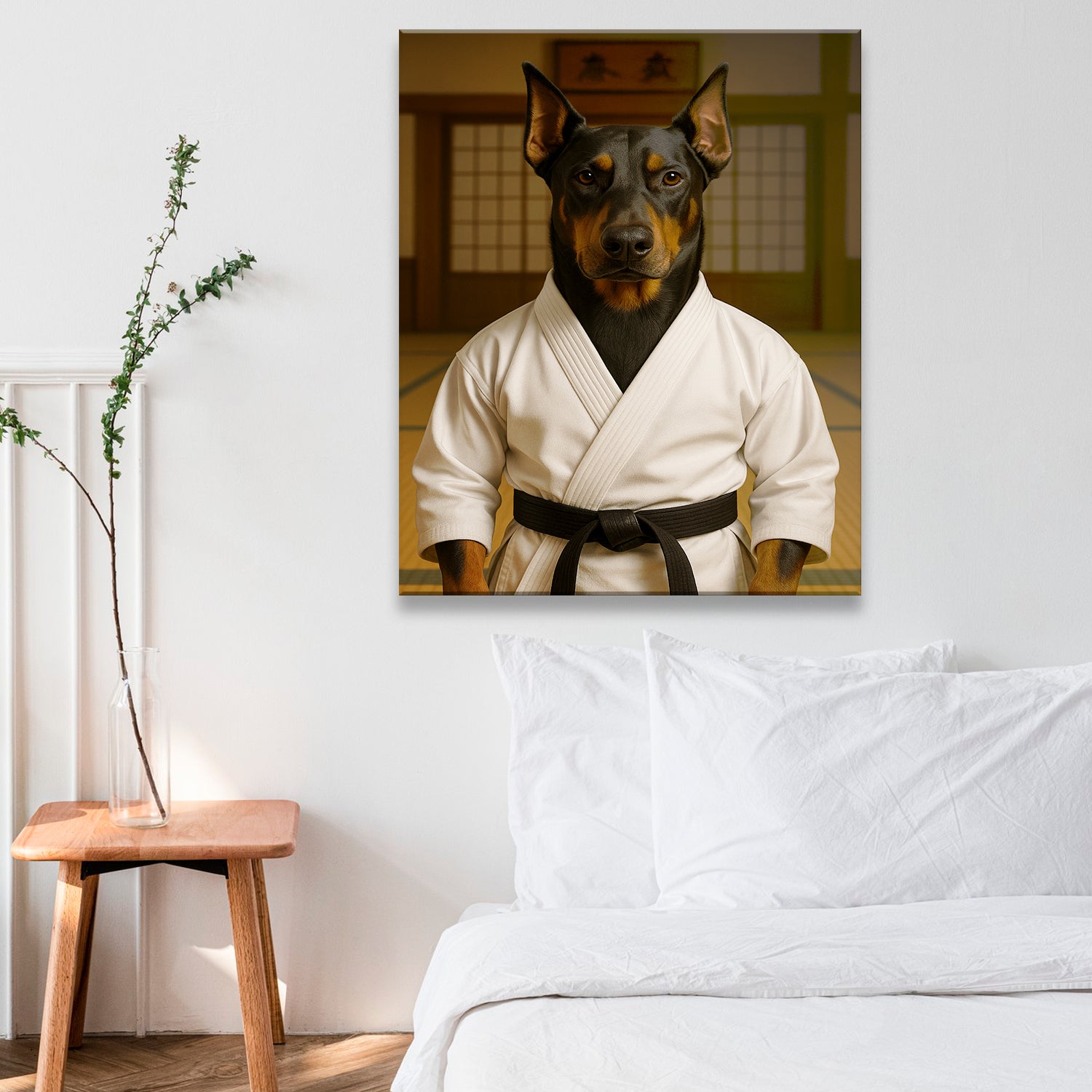 Custom Photo Karate Dog Canvas Gift For Dog Lovers