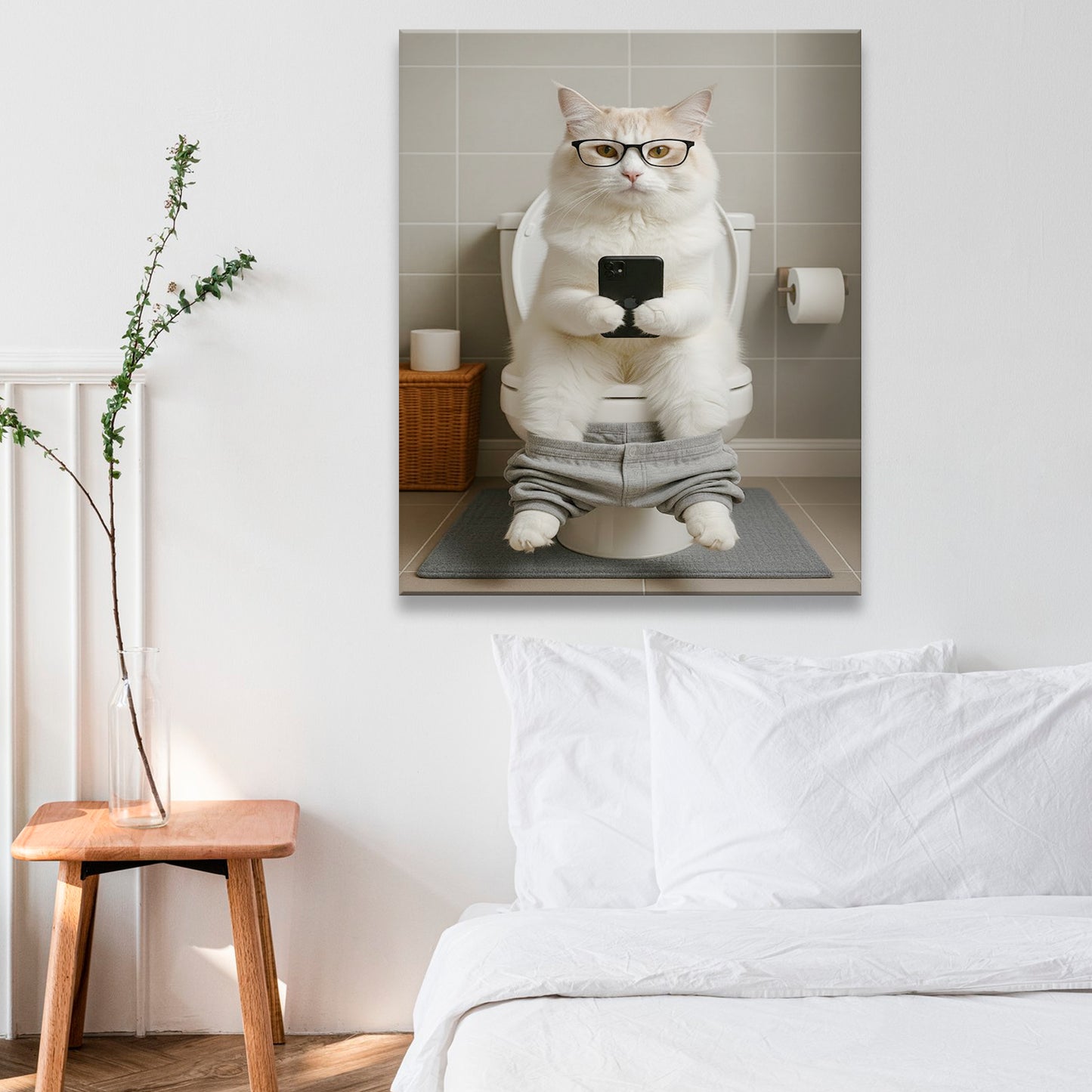 Custom Photo Cat Bathroom Style 15 Canvas Gift For Cat Lovers