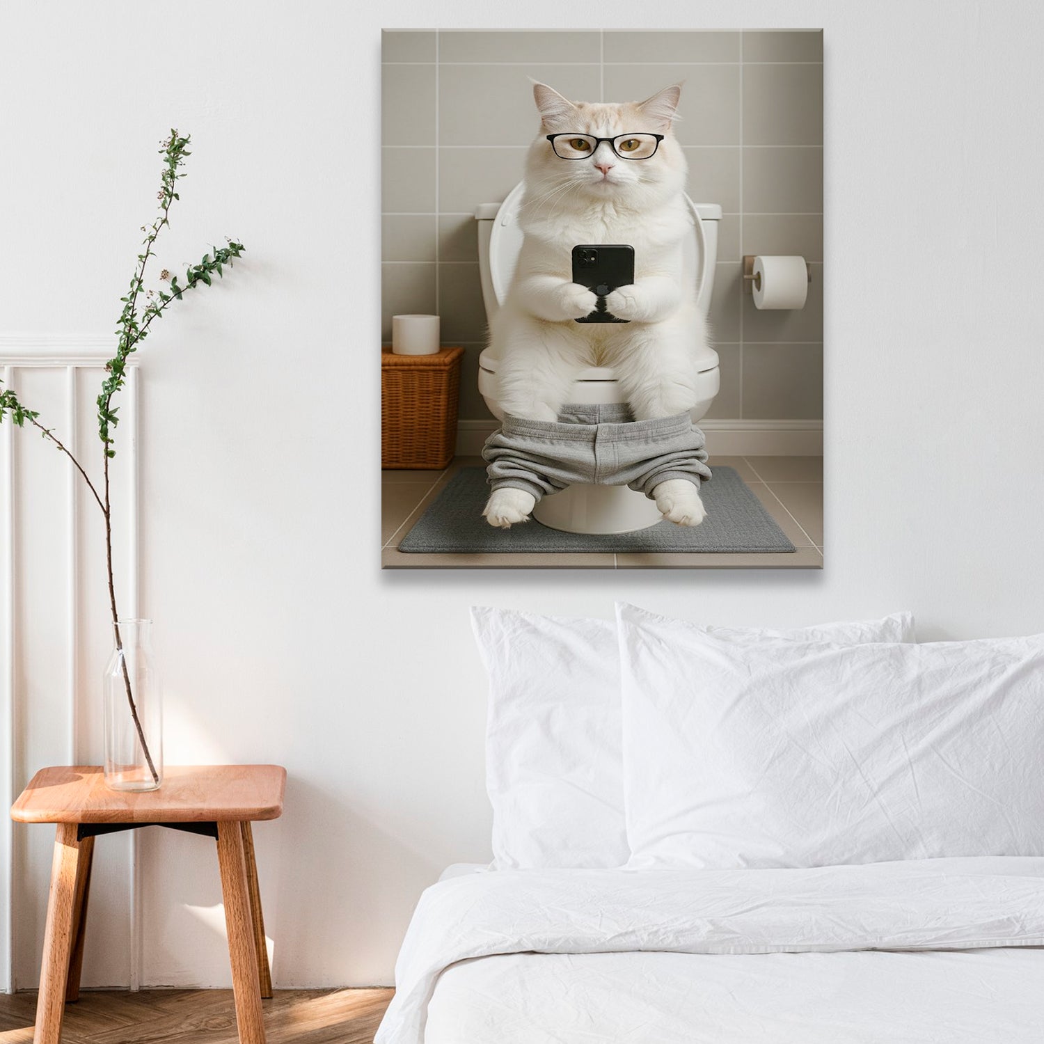 Custom Photo Cat Bathroom Style 15 Canvas Gift For Cat Lovers