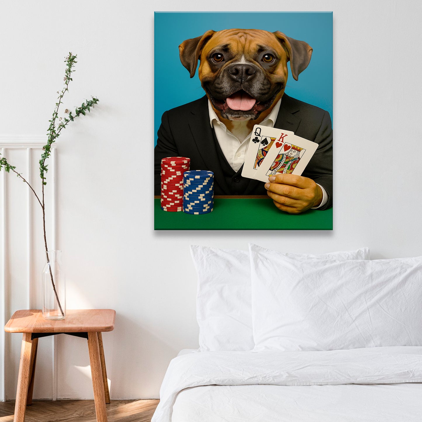 Custom Photo Poker Player Dog Canvas Gift For Dog Lovers