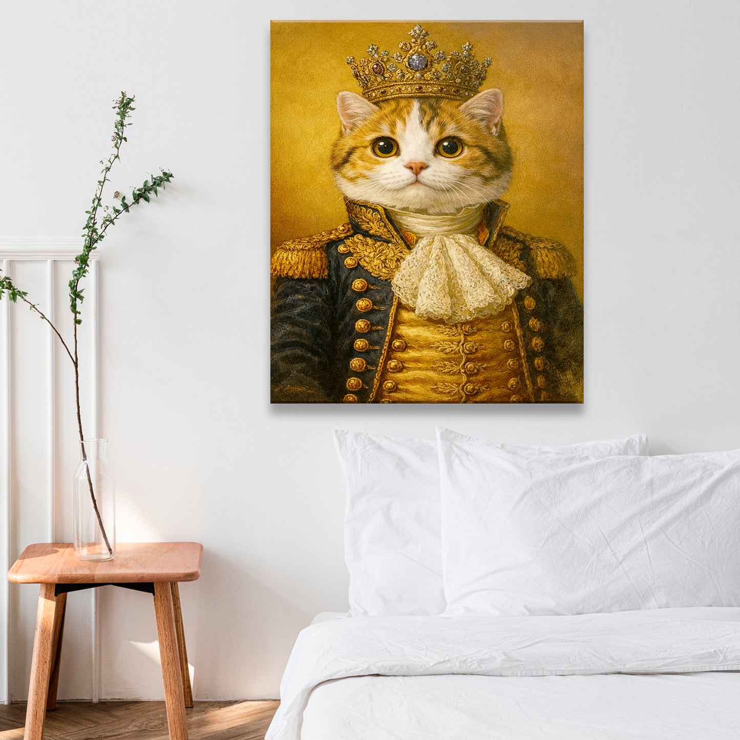 Custom Photo Cat King Royal Canvas Gift For Cat Lovers
