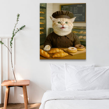 Custom Photo Baker Corgi Cat Canvas Gift For Cat Lovers