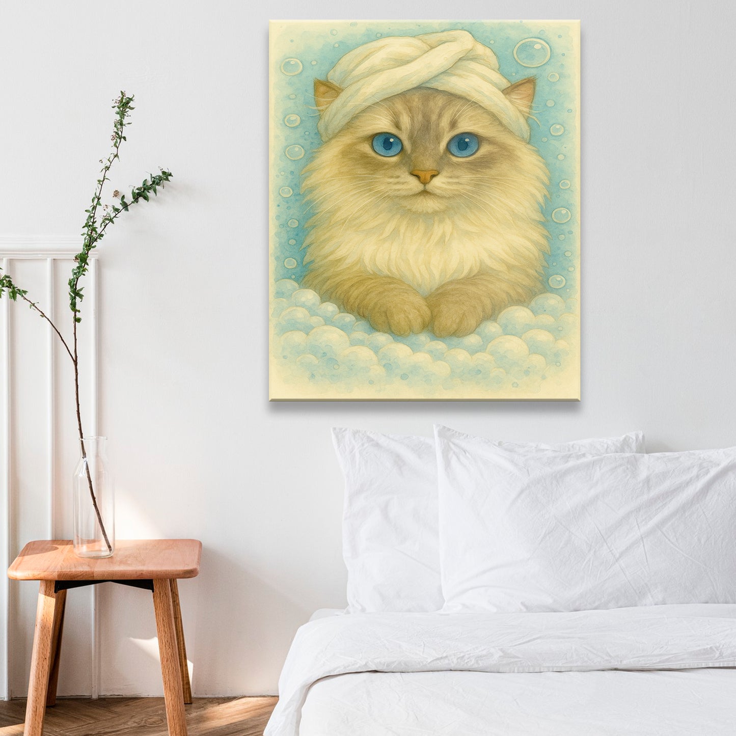 Custom Cat Potrait In Bathroom Canvas