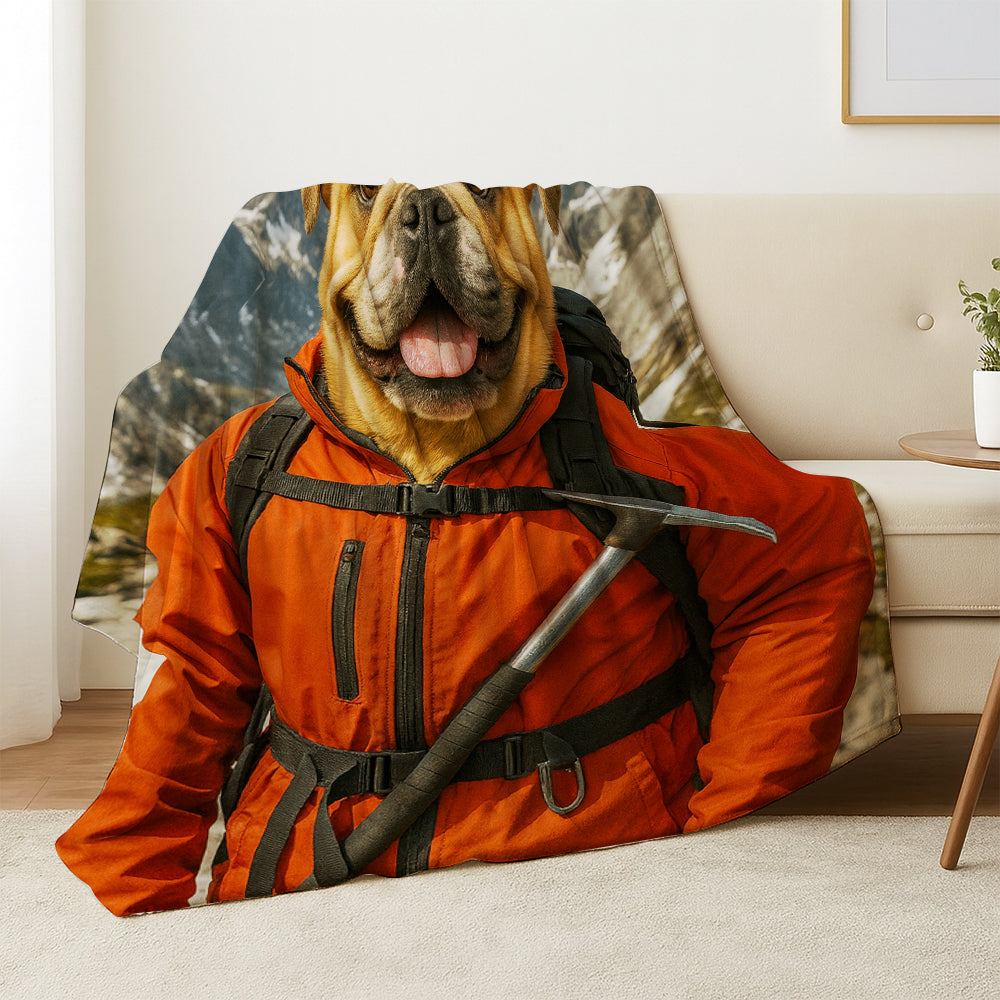 Custom Photo Mountaineer Climbing Dog BlanketGift For Dog Lovers