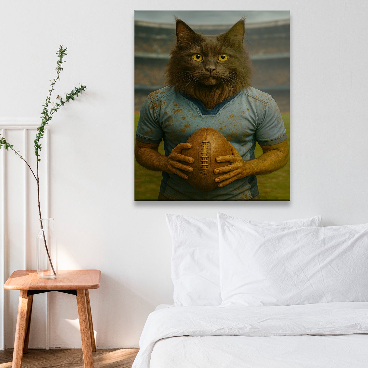 Custom Photo Rugby Cat Canvas Gift For Cat Lovers