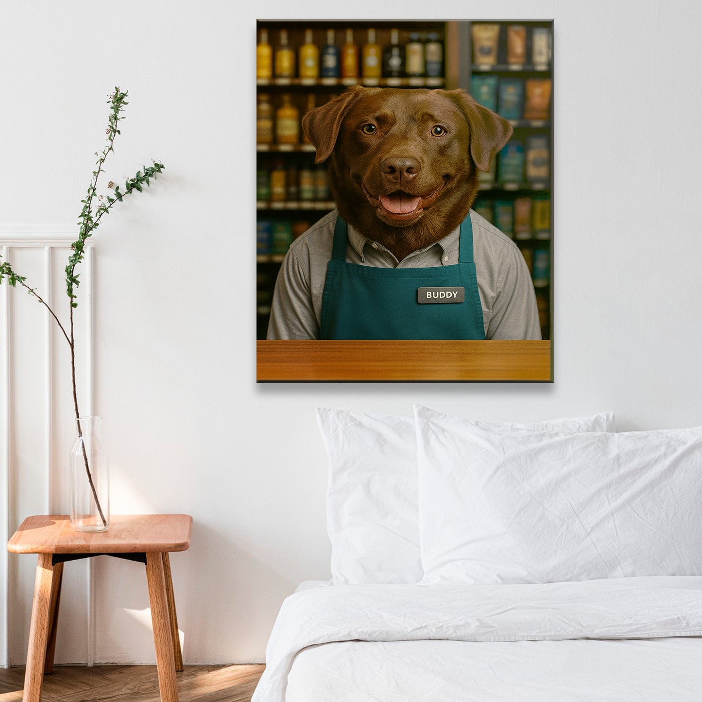 Custom Photo Shop Owner Dog Canvas Gift For Dog Lovers