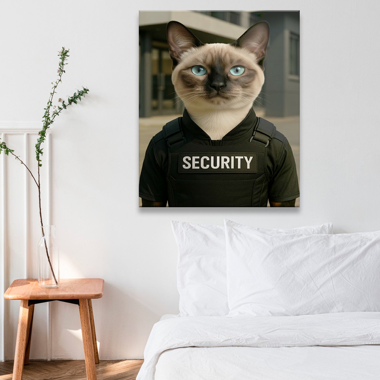 Custom Photo Security Guard Cat Canvas Gift For Cat Lovers