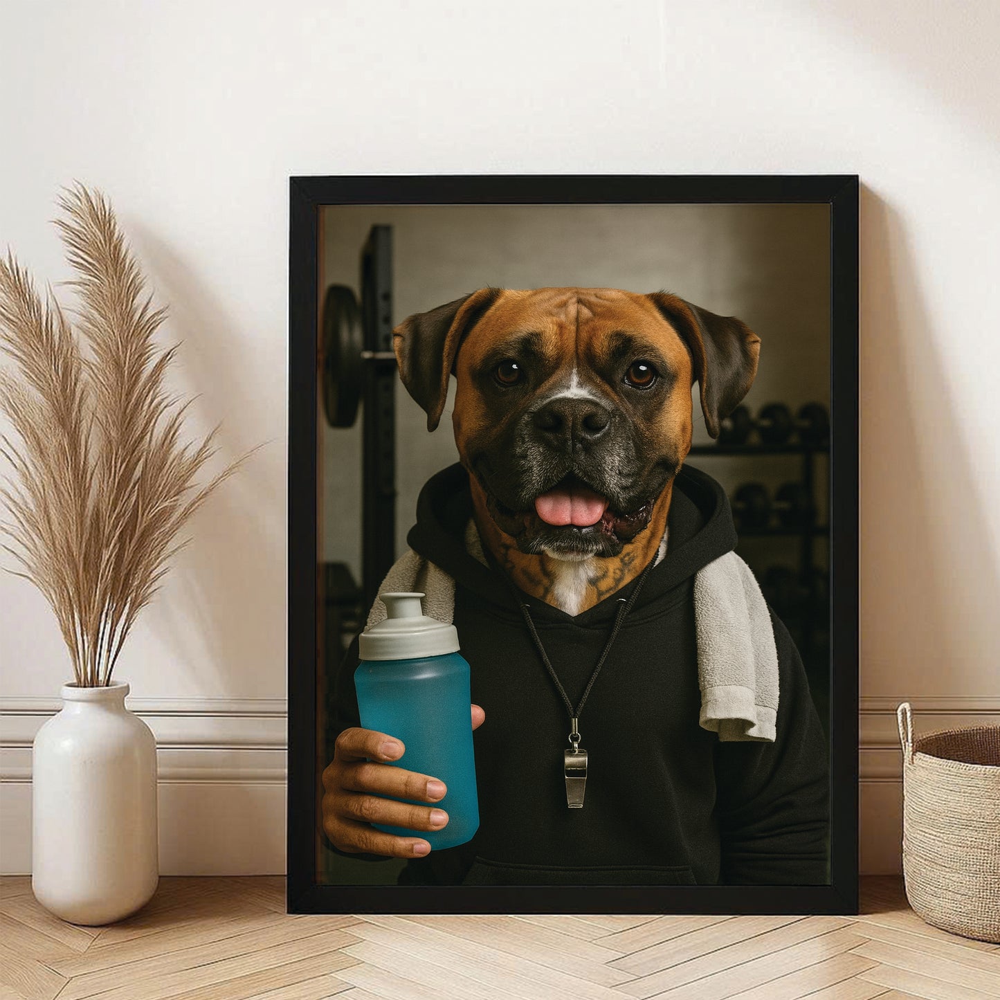 Custom Photo Personal Trainer Dog Canvas Framed Wall Art Gift For Dog Lovers