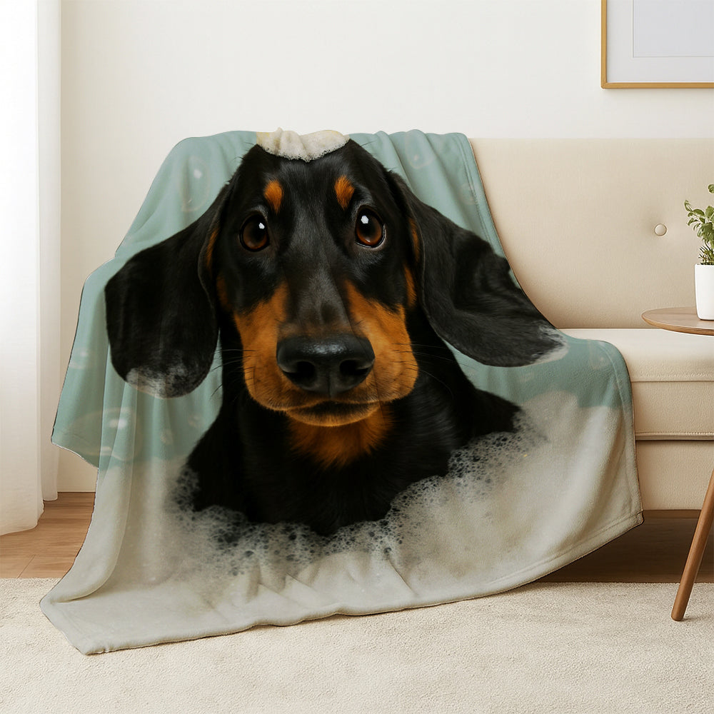 Custom Dog In Bathtub With Duck Toy Blanket For Dog Lover