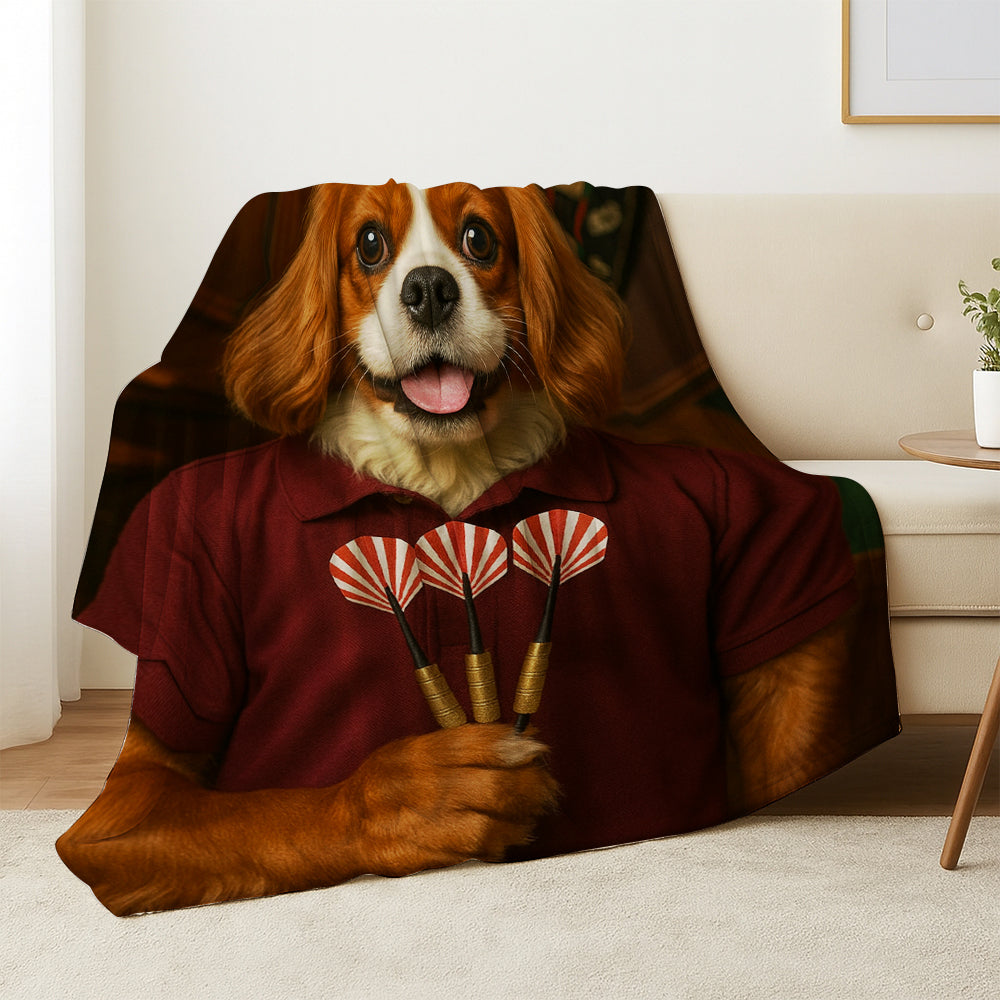 Custom Photo Dart Player Dog BlanketGift For Dog Lovers