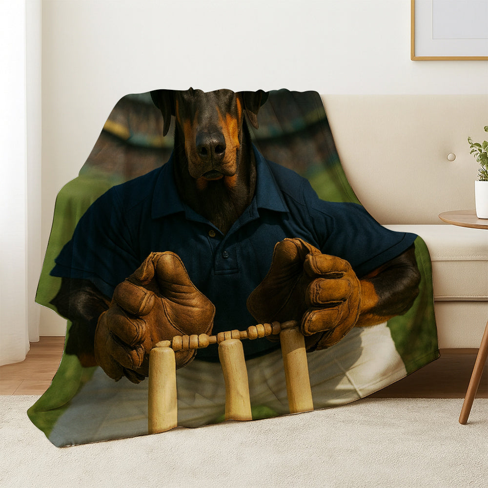 Custom Photo Cricket Player Dog BlanketGift For Dog Lovers