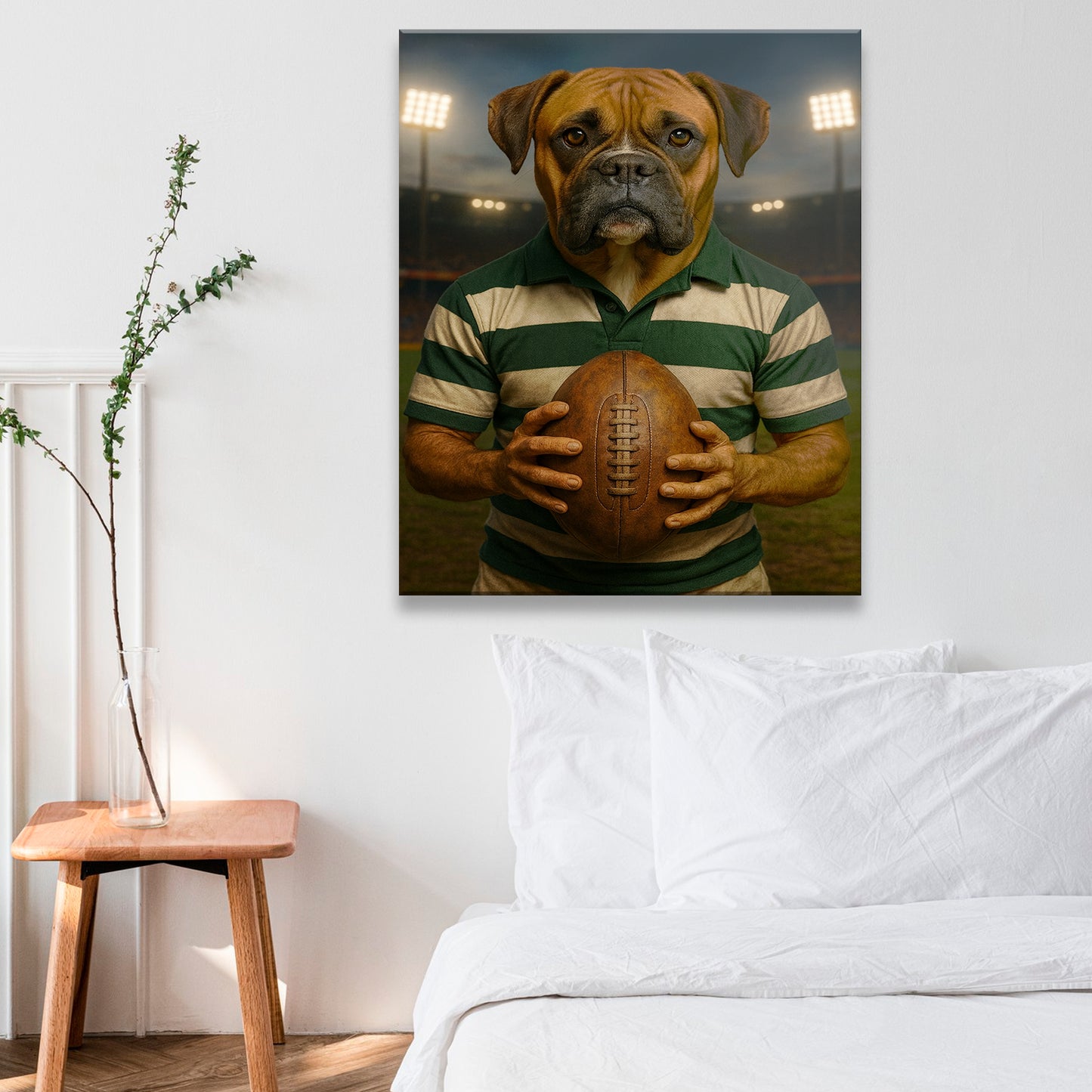 Custom Photo Rugby Player Dog Canvas Gift For Dog Lover