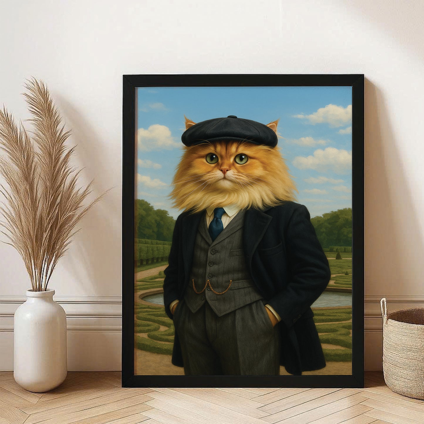 Custom Photo Pawky Blinder Cat Canvas Framed Wall Art