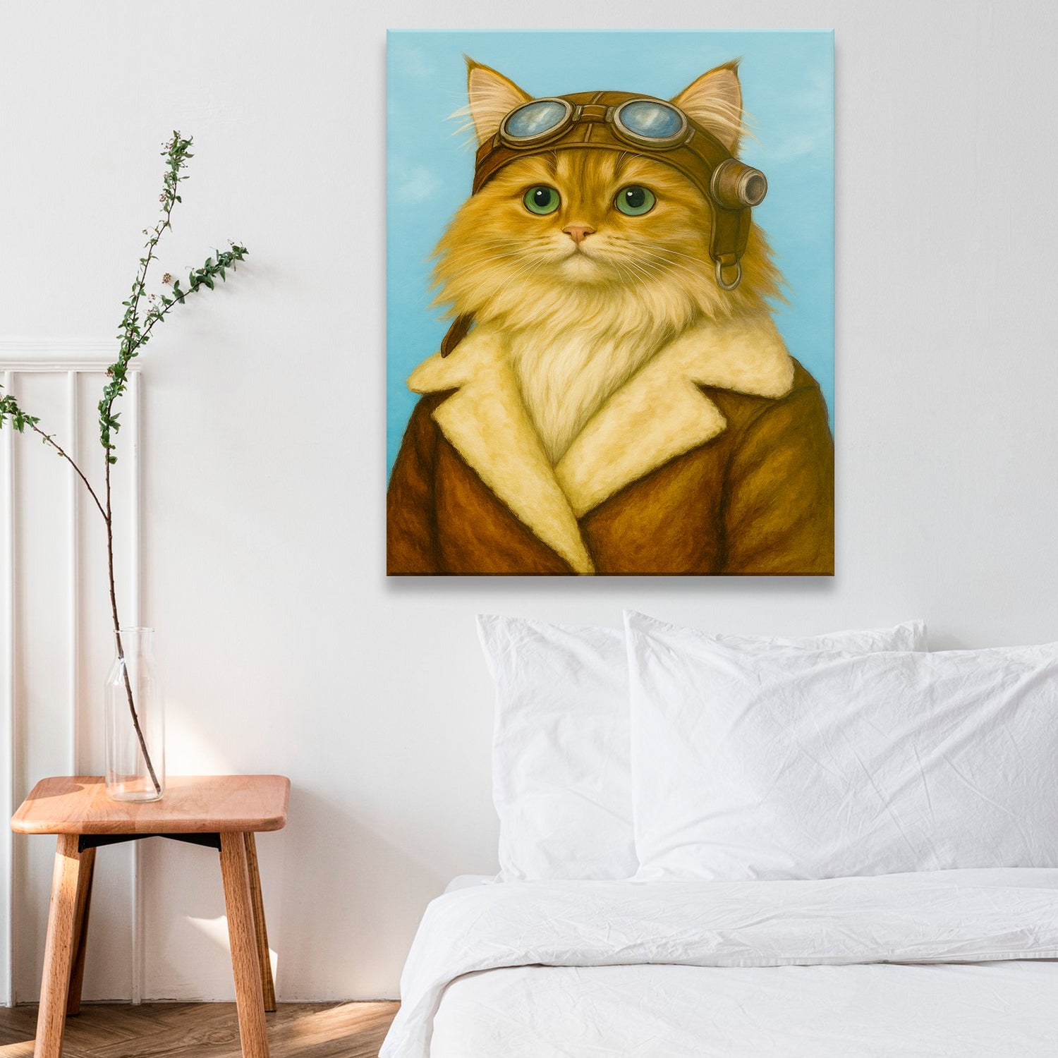 Custom Photo Portrait Pilot Canvas Gift For Cat Lovers