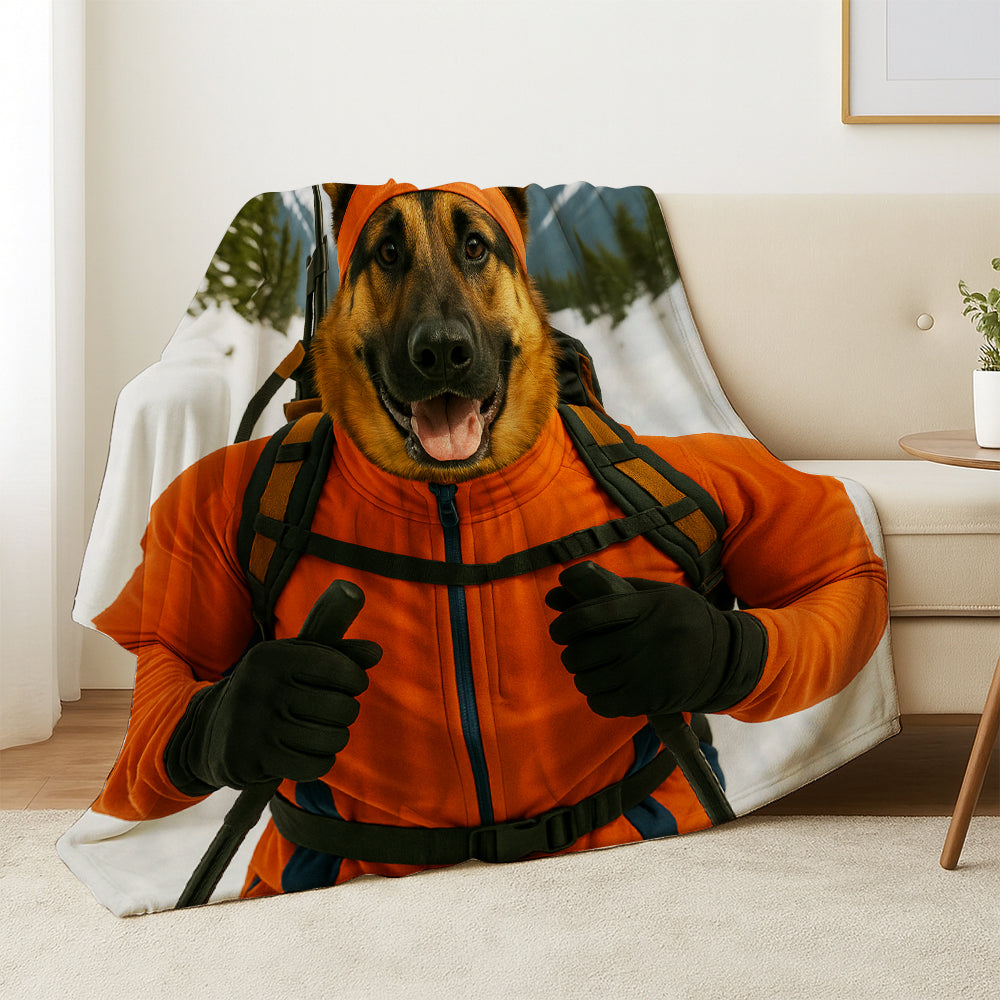 Custom Photo Biathlete Cross Country Skiing Dog BlanketGift For Dog Lovers