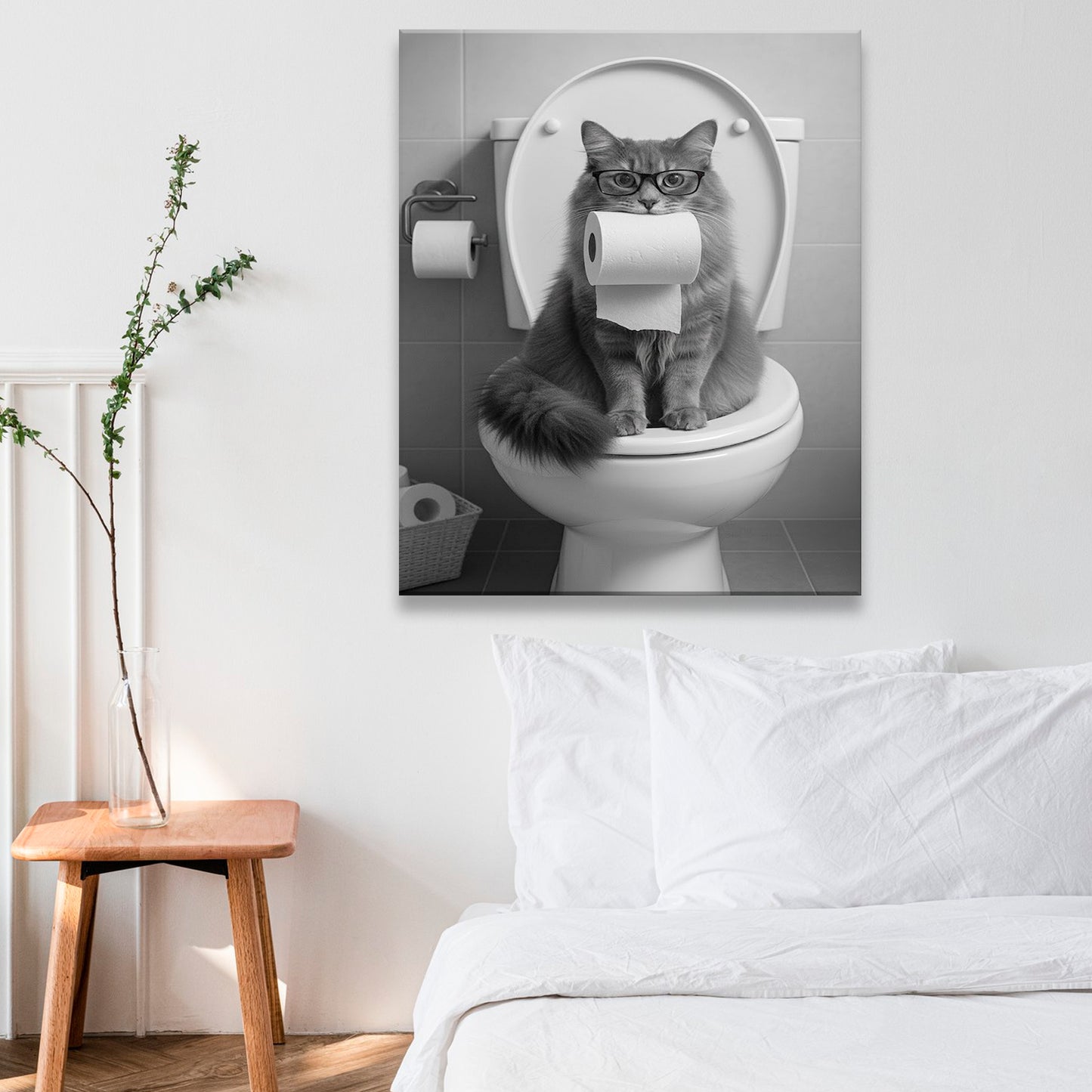 Custom Photo Cat Bathroom Style 5 Canvas Gift For Cat Lovers
