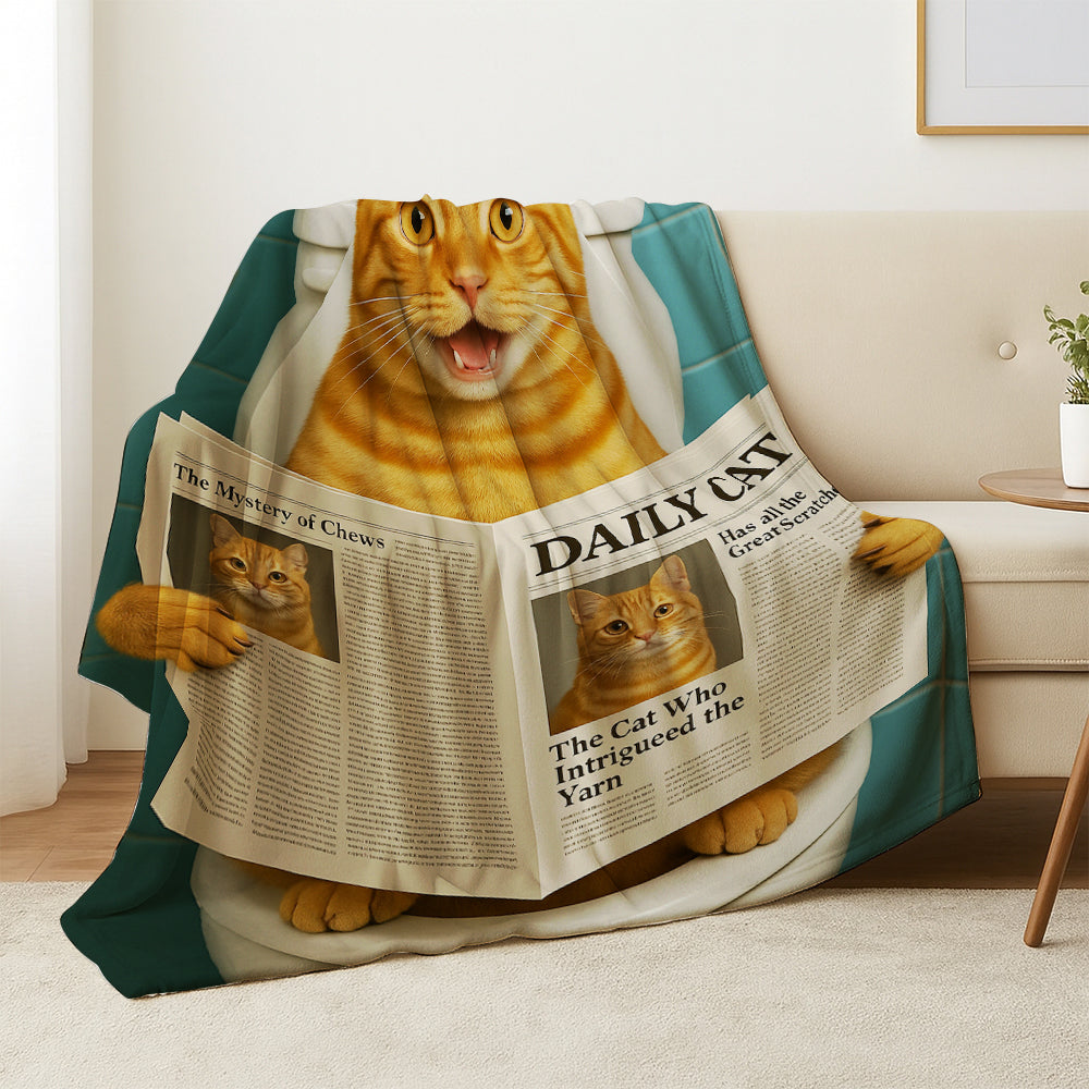 Custom Photo Cat Toilet Bathroom Blanket Wall Art