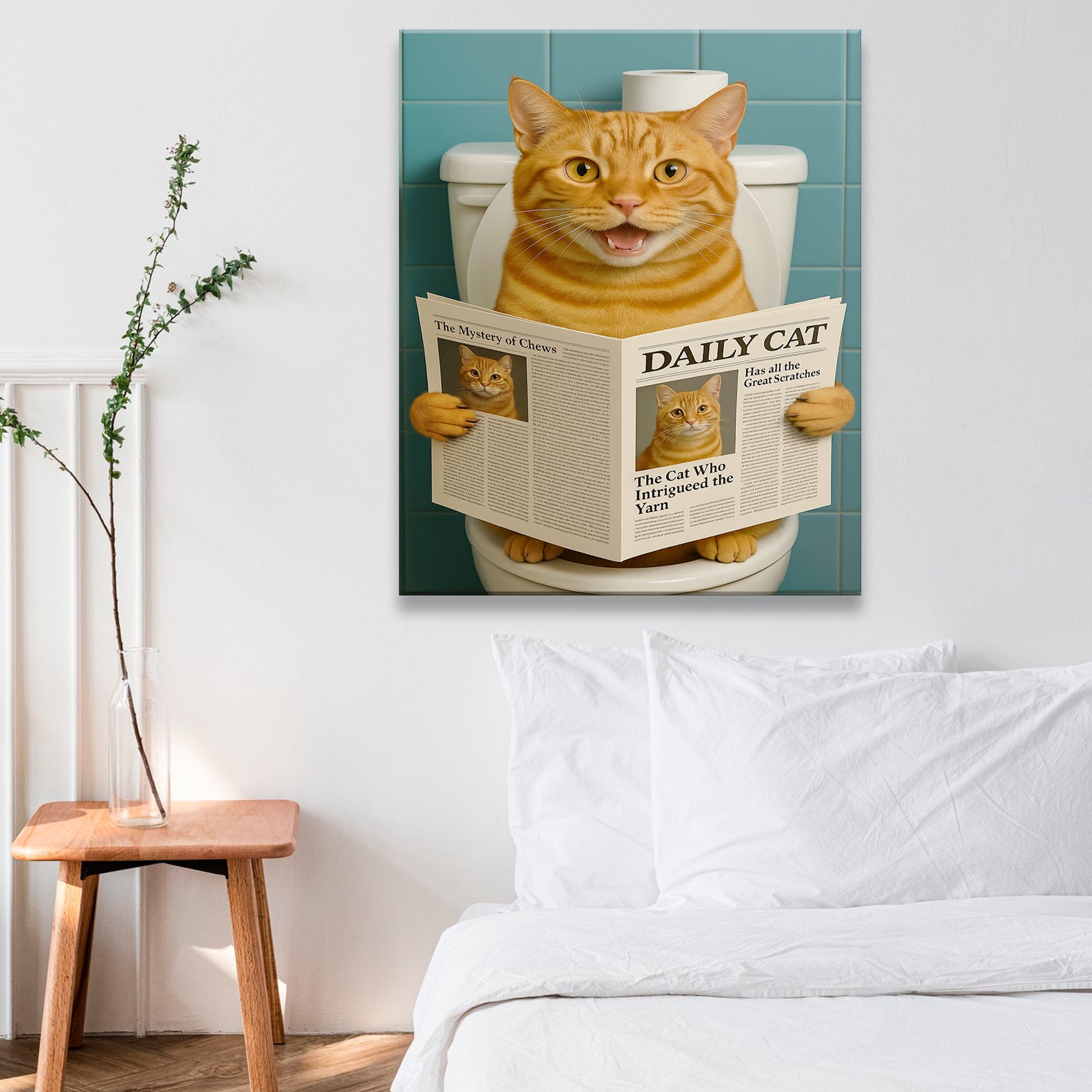 Custom Photo Cat Toilet Bathroom Canvas Wall Art