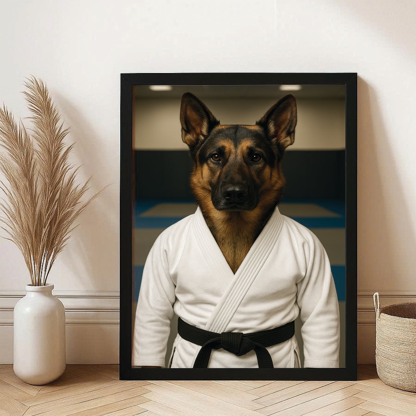 Custom Photo Jiu Jitsu Dog Canvas Framed Wall Art Gift For Dog Lovers