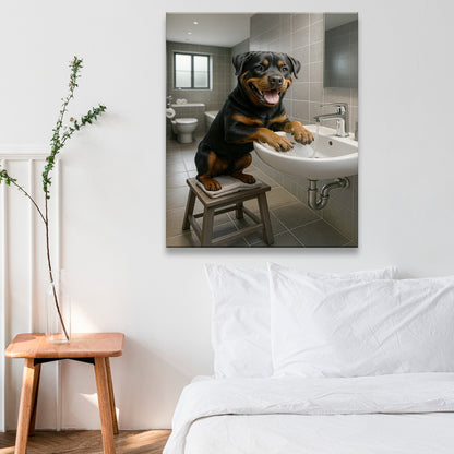 Custom Photo Dog In Bathroom Style 1 Canvas Gift For Dog Lovers