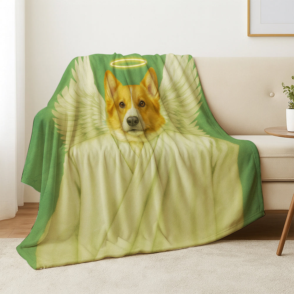 Custom Photo Angel Dog BlanketMemorial Gift For Dog