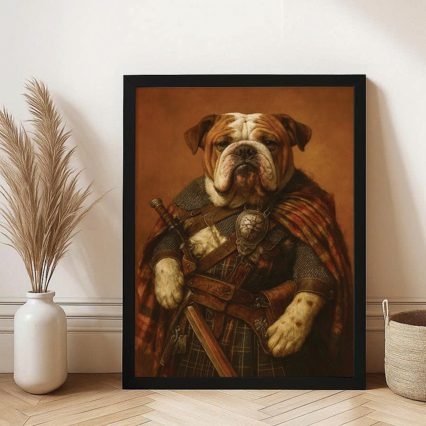 Custom Photo Royal Knight Dog Canvas Framed Wall Art Gift For Dog Lovers