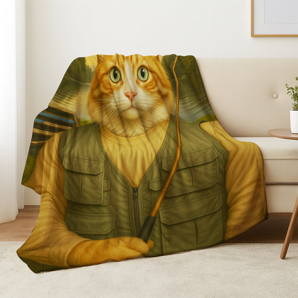 Custom Photo Fisherman Cat Blanket