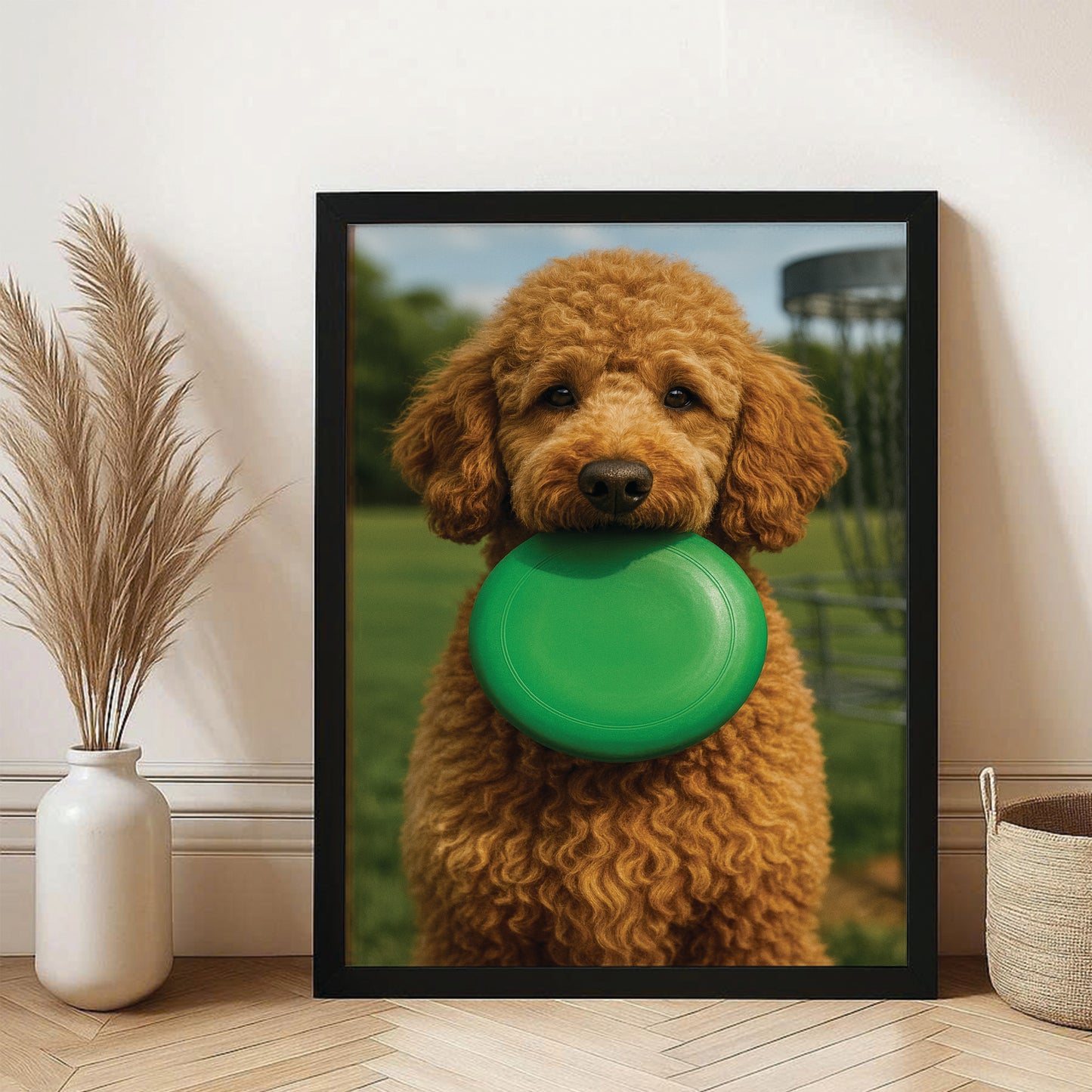 Custom Photo Disc Golf Dog Canvas Framed Wall Art Gift For Dog Lovers