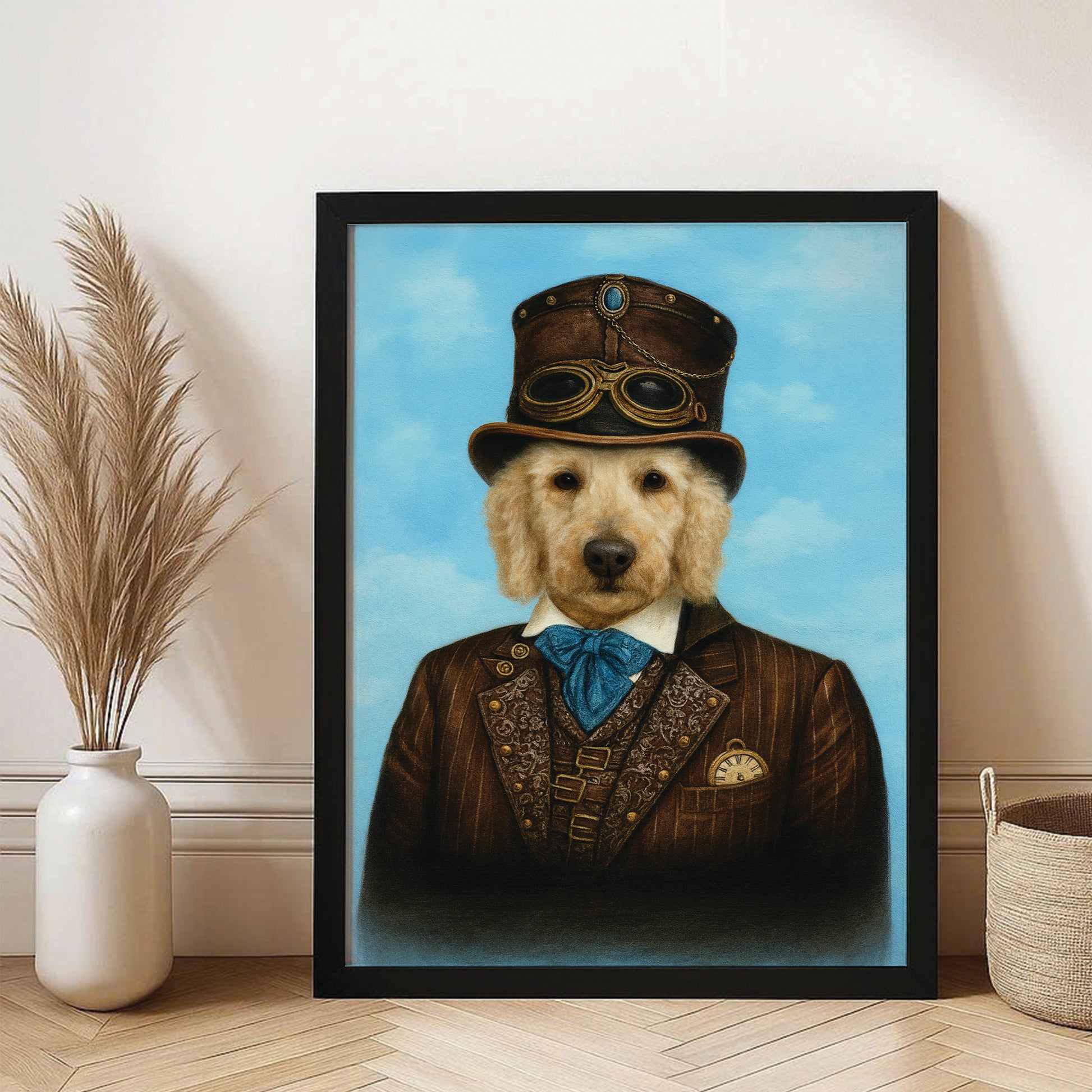 Custom Photo Pilot Dog Canvas Framed Wall Art Gift For Dog Lovers