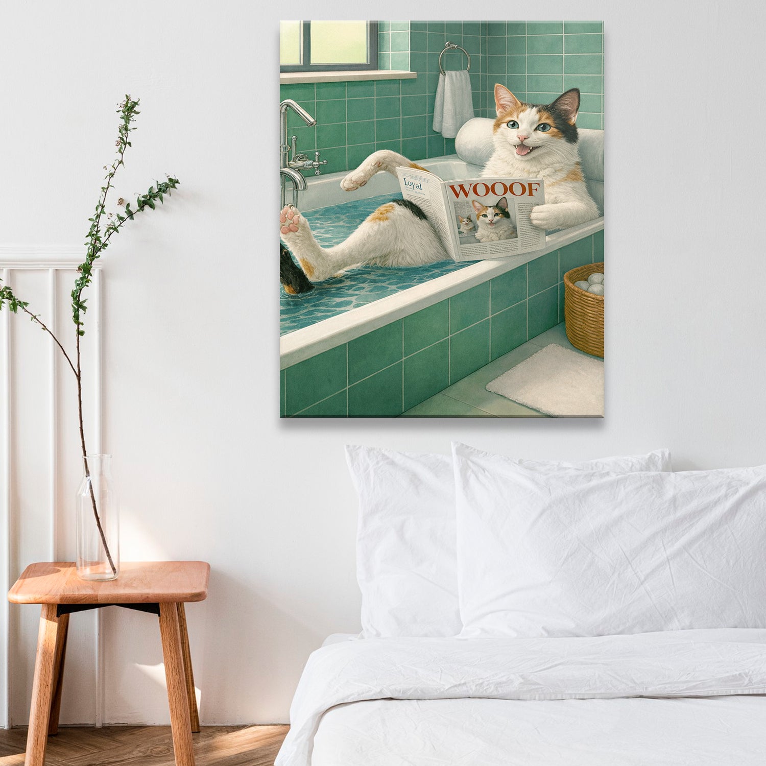 Custom Photo Cat Bathroom Style 22 Canvas Gift For Cat Lovers