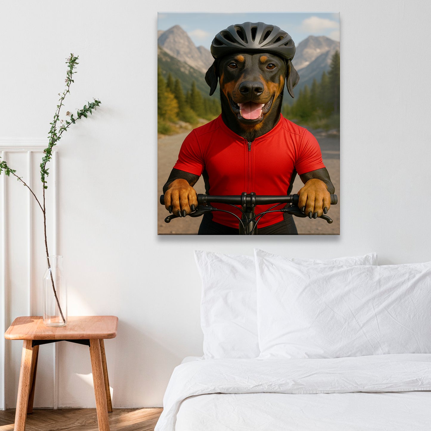 Custom Photo Cyclist Dart Bike Dog Canvas Gift For Dog Lovers