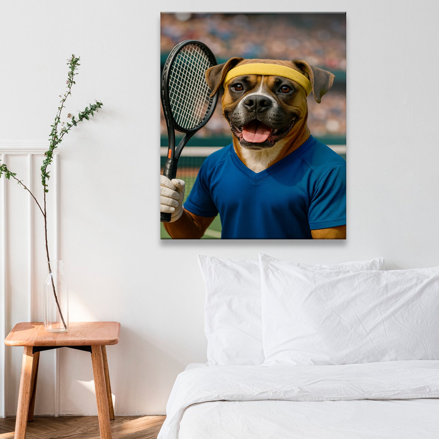Custom Photo Tennis Player Dog Canvas Gift For Dog Lovers