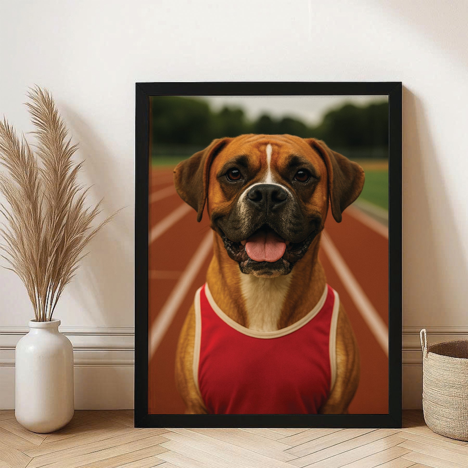 Custom Photo Runner Dog Canvas Framed Wall Art Gift For Dog Lovers