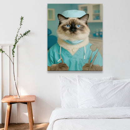 Custom Photo Dentist Cat Canvas Gift For Cat Lover