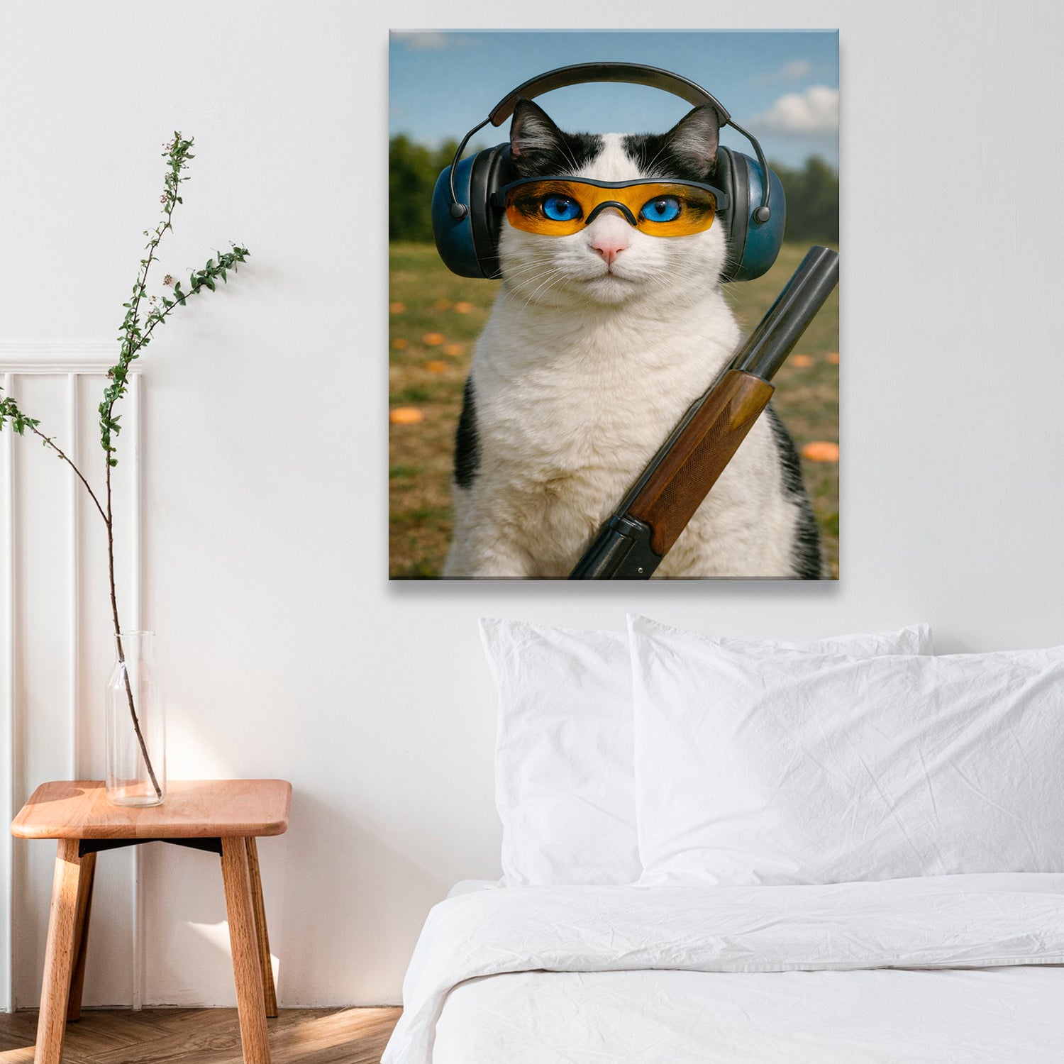 Custom Photo Clay Shooter Cat Canvas Gift For Cat Lovers