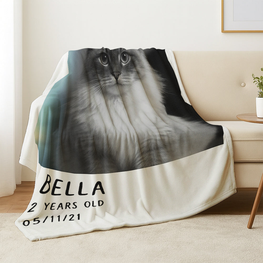 Custom Photo Polaroid Film Blanket Gift For Cat Lovers