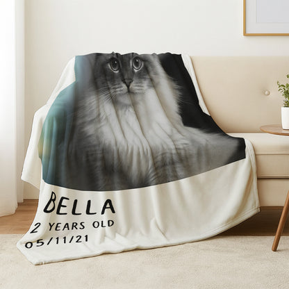 Custom Photo Polaroid Film Blanket Gift For Cat Lovers