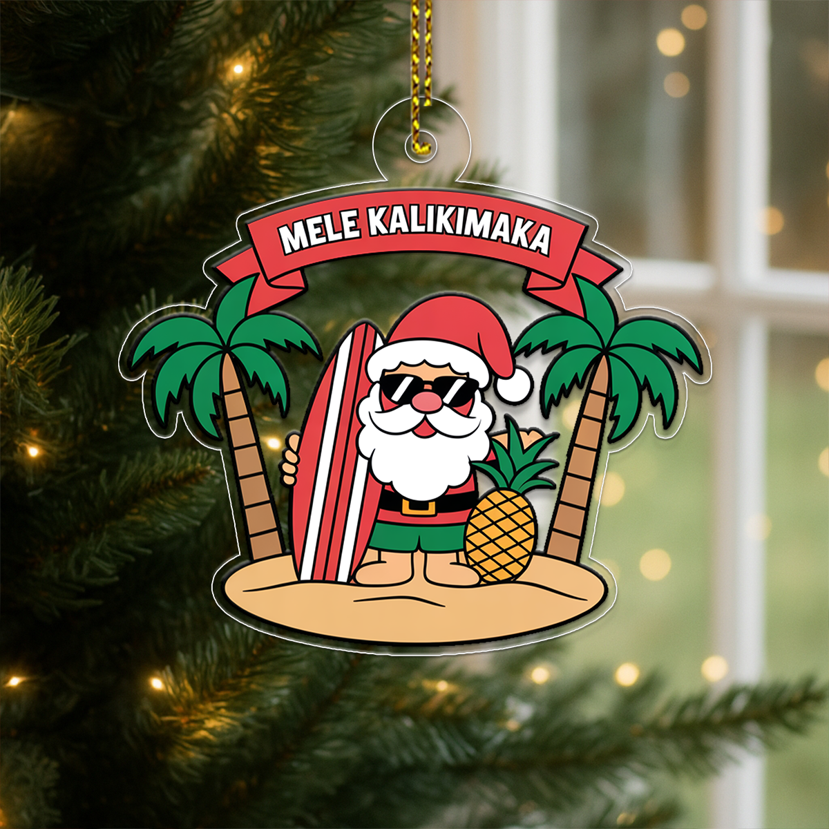 Hawaii Acrylic Ornament Santa Tropical 2