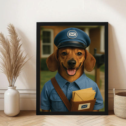 Custom Photo Mail Carrier Dog Canvas Framed Wall Art Gift For Dog Lovers