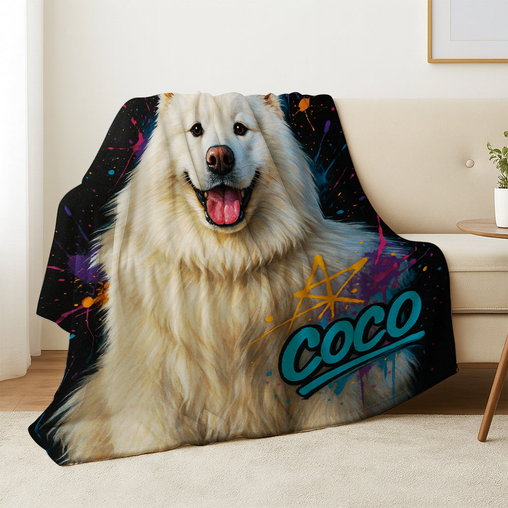 Custom Pet Portrait Contemporary Blanket For Dog Lover