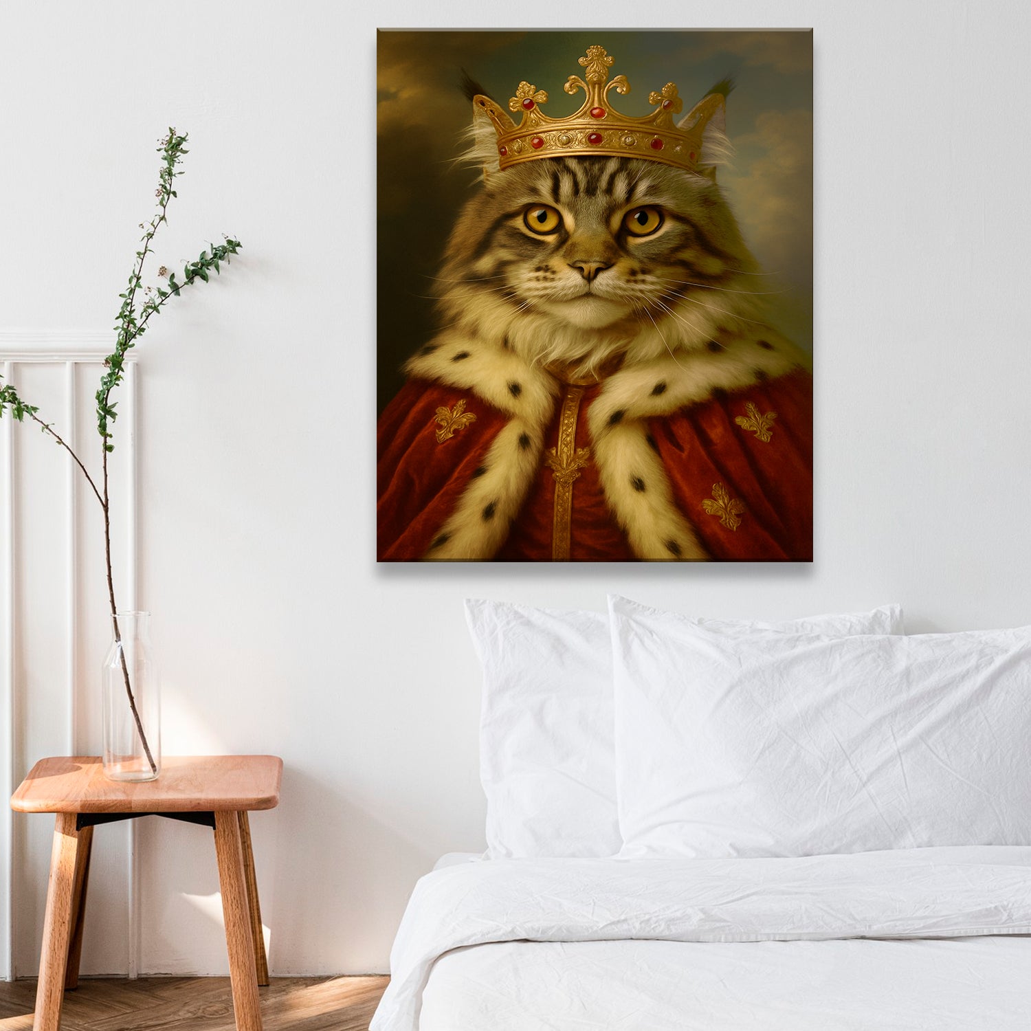 Custom Photo Cat Royal Canvas Pet King Portrait