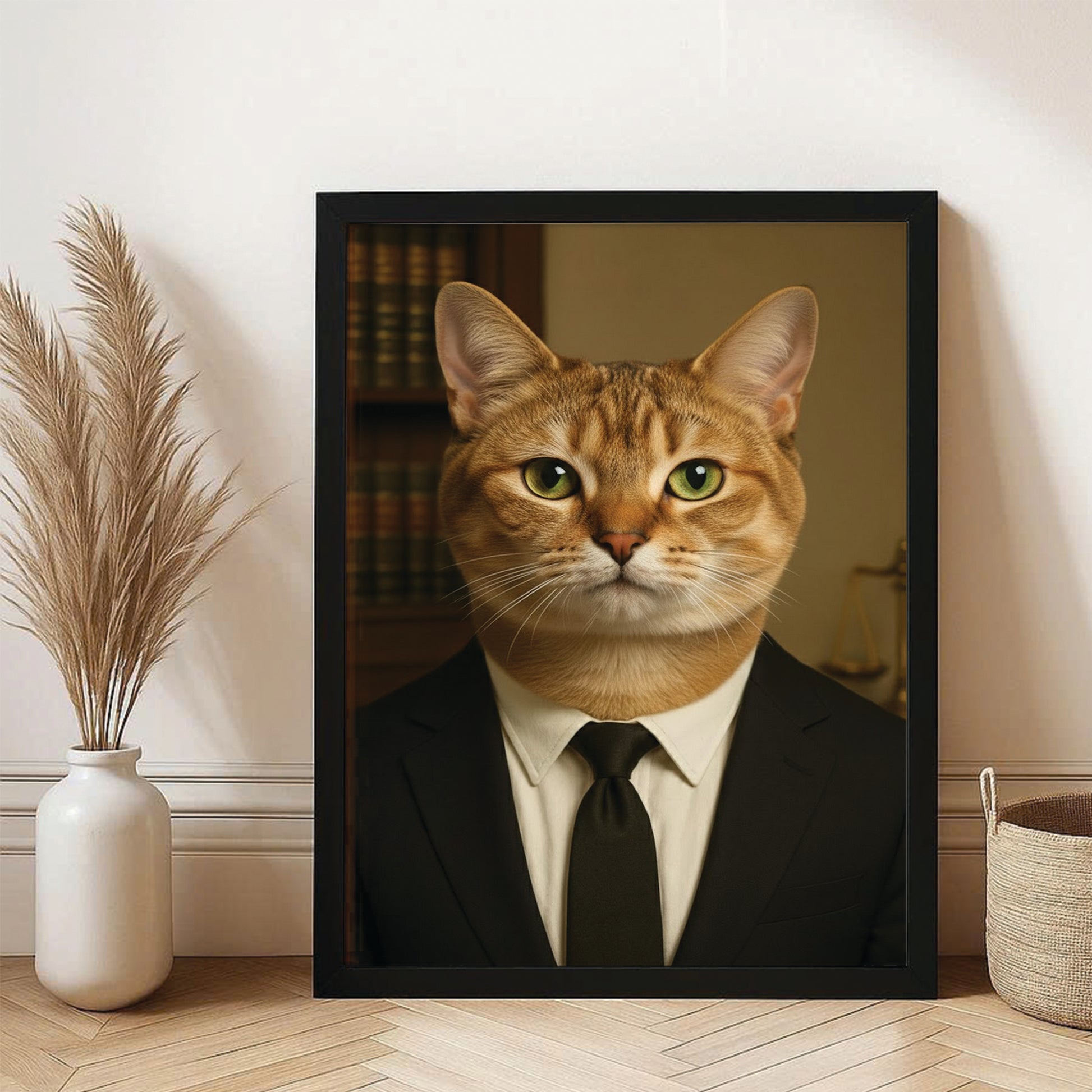 Custom Photo Lawyer Cat Canvas Framed Wall Art  Gift For Cat Lovers