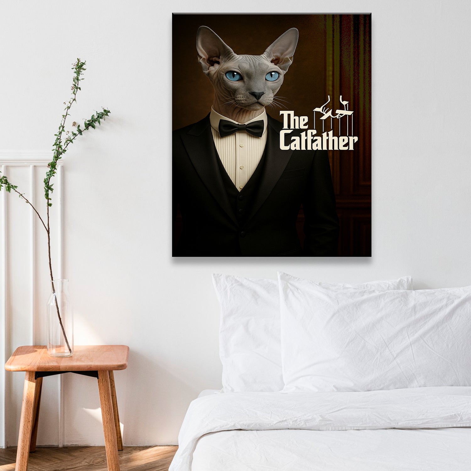 Custom Photo Cat Father Canvas _ Gift For Cat Lovers