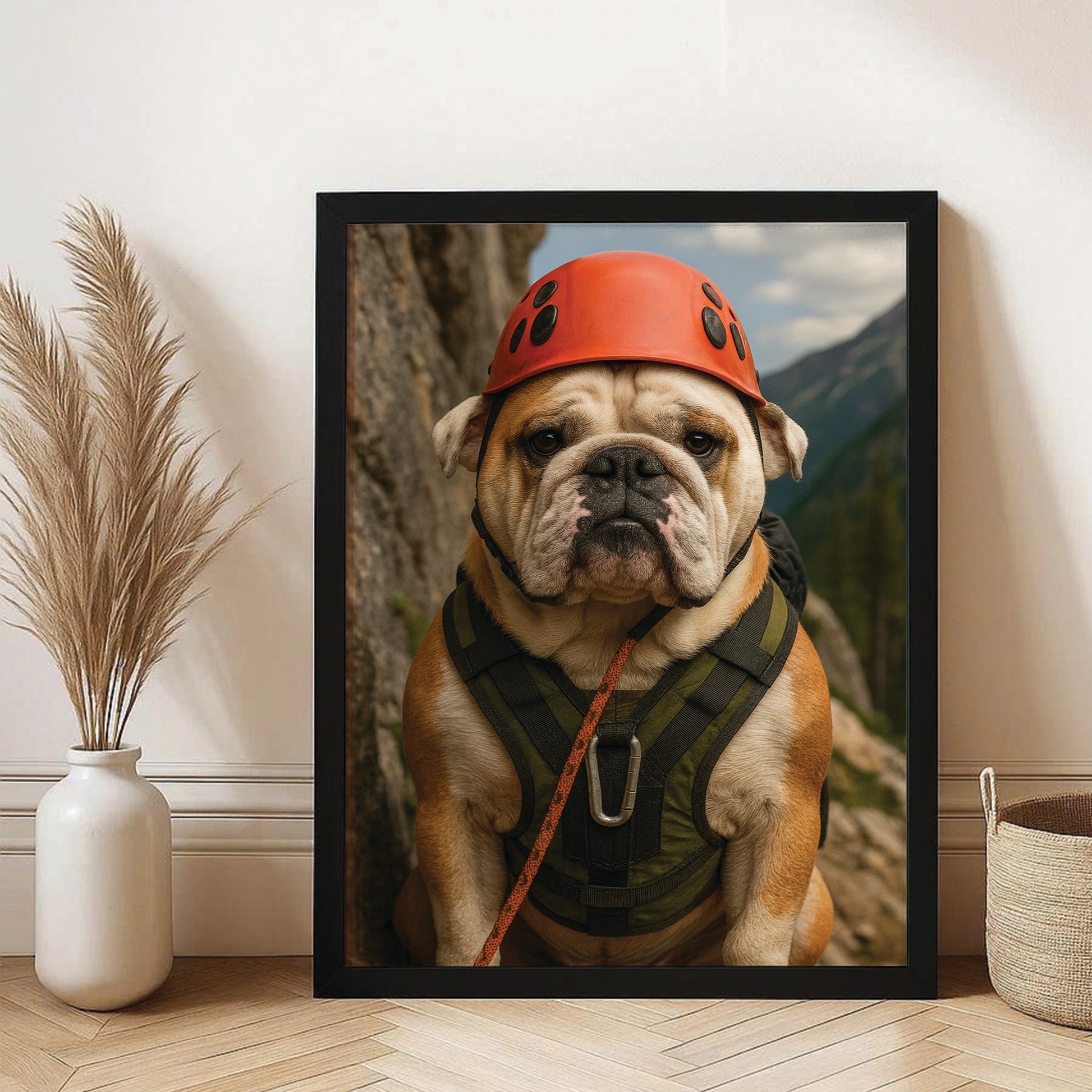 Custom Photo Rock Climber Dog Canvas Framed Wall Art Gift For Dog Lover