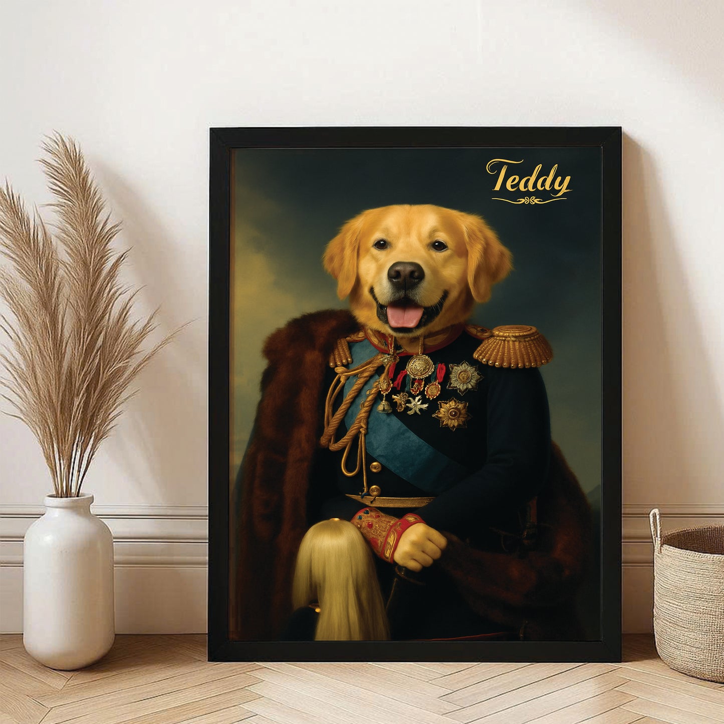 Custom Photo Imperial Minister Dog Canvas Framed Wall Art Gift For Dog Lovers