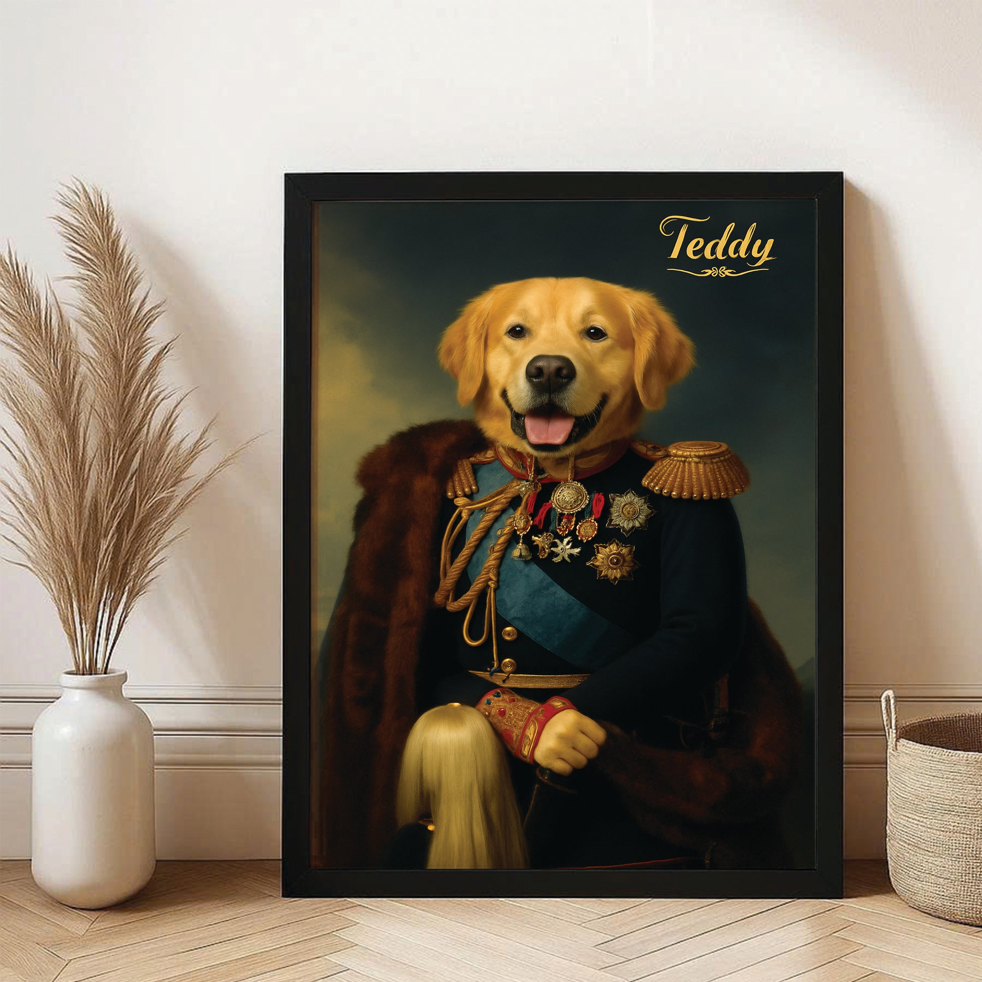 Custom Photo Imperial Minister Dog Canvas Framed Wall Art Gift For Dog Lovers