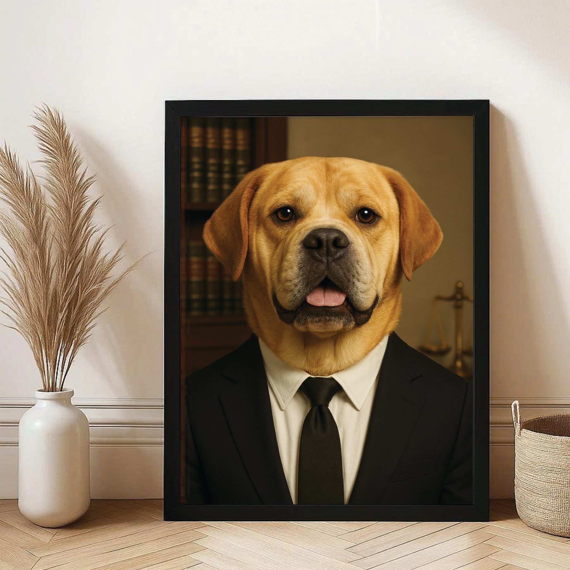 Custom Photo Lawyer Dog Canvas Framed Wall Art Gift For Dog Lovers