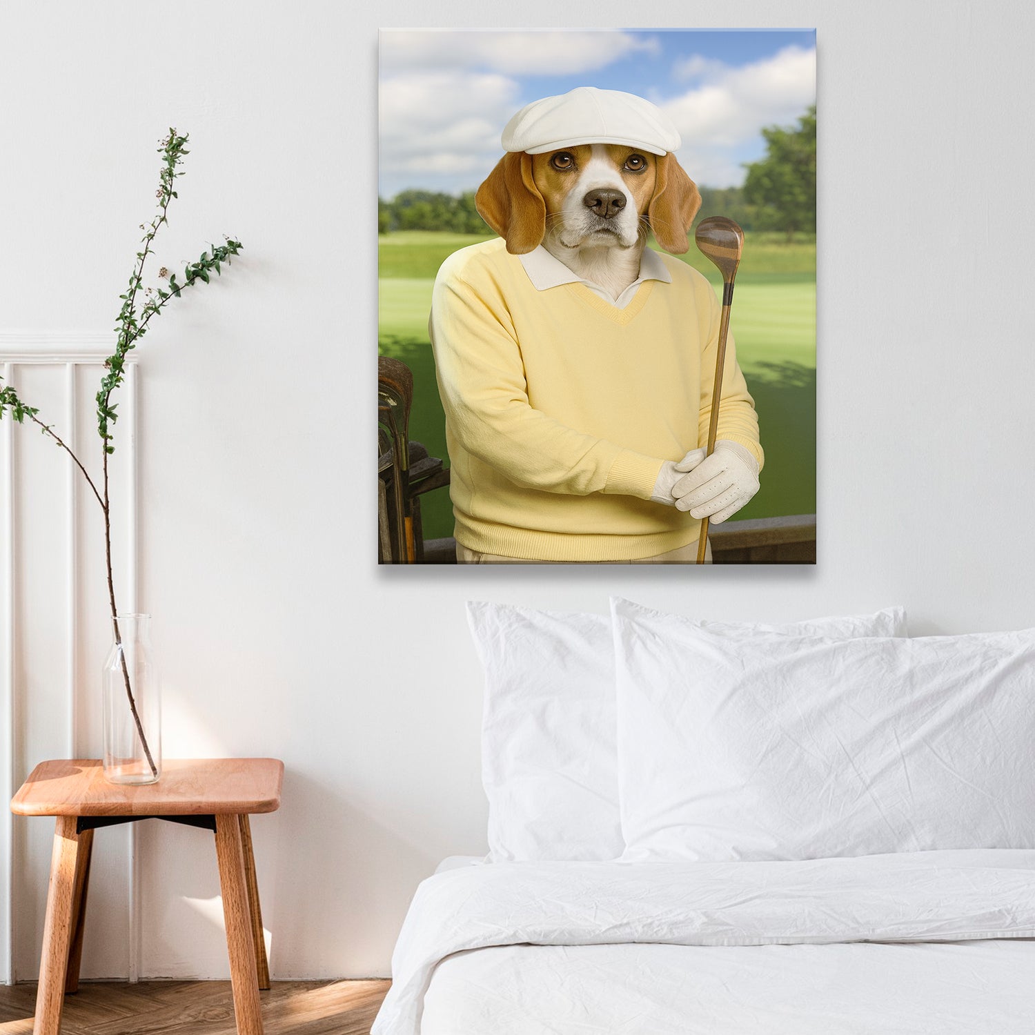 Custom Photo Golfer Dog Canvas Gift For Dog Lovers